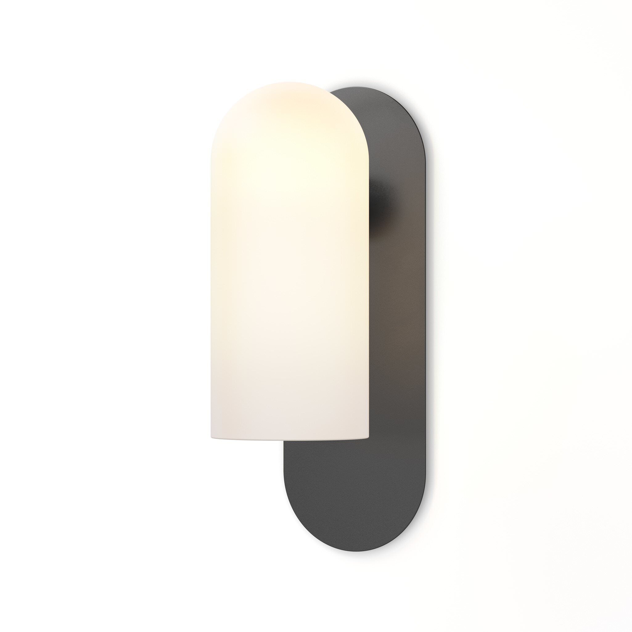 Four Hands Odyssey Sconce in Black Gunmetal with Opal Matte Glass on white background at Addison West.