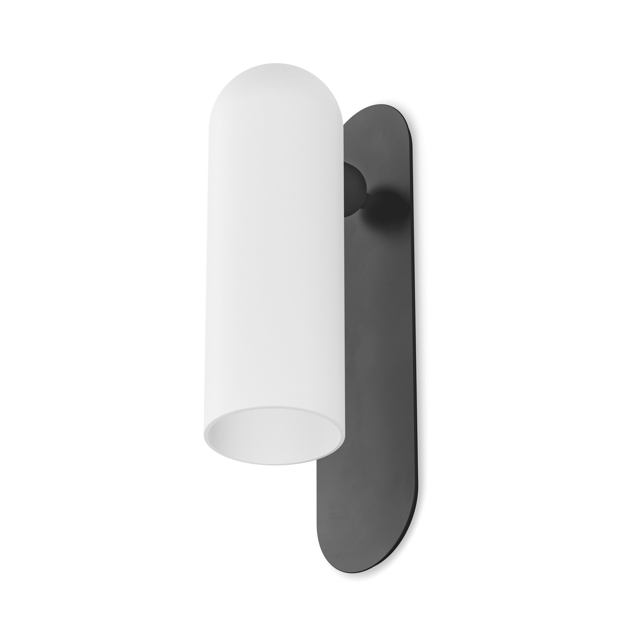 Four Hands Odyssey Sconce in Black Gunmetal with Opal Matte Glass, 15" on white background at Addison West.
