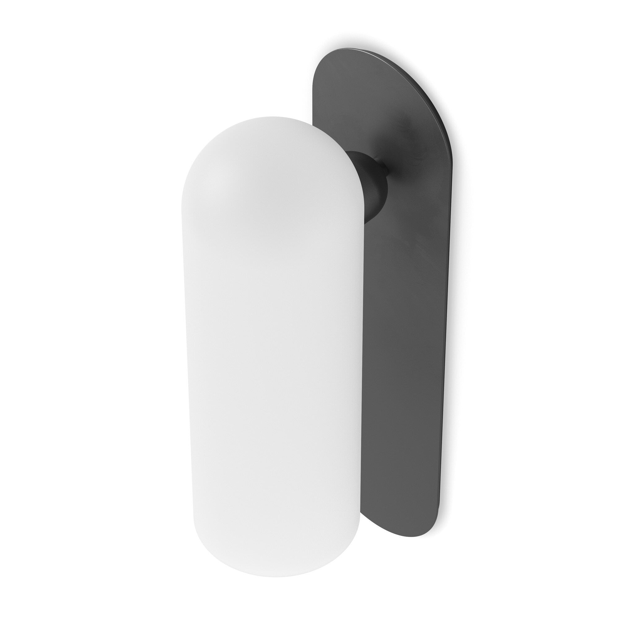 Four Hands Odyssey Sconce in Black Gunmetal with Opal Matte Glass, 15" on white background at Addison West.