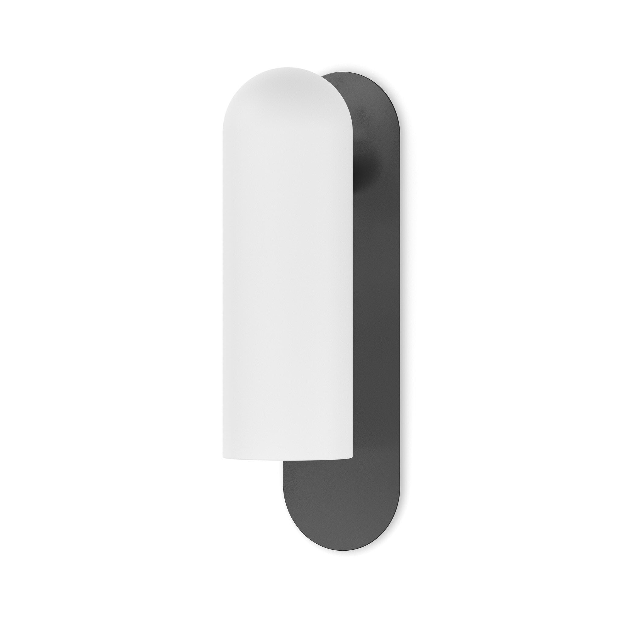 Four Hands Odyssey Sconce in Black Gunmetal with Opal Matte Glass, 15" on white background at Addison West.