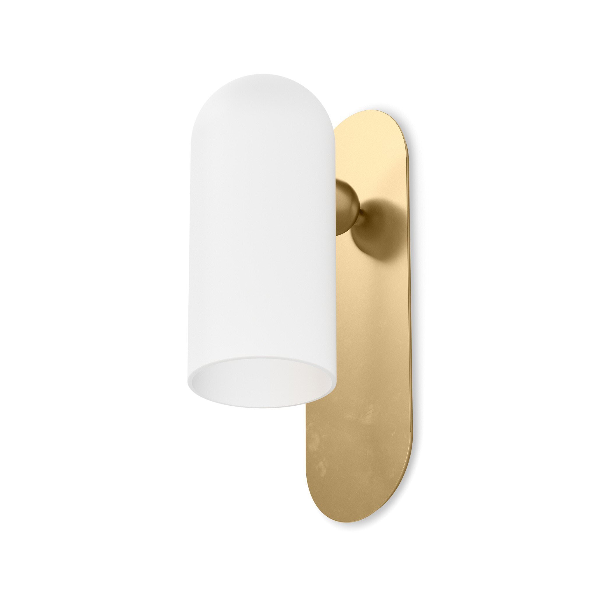 Four Hands Odyssey Sconce in Burnished Brass with Opal Matte Glass on white background at Addison West.