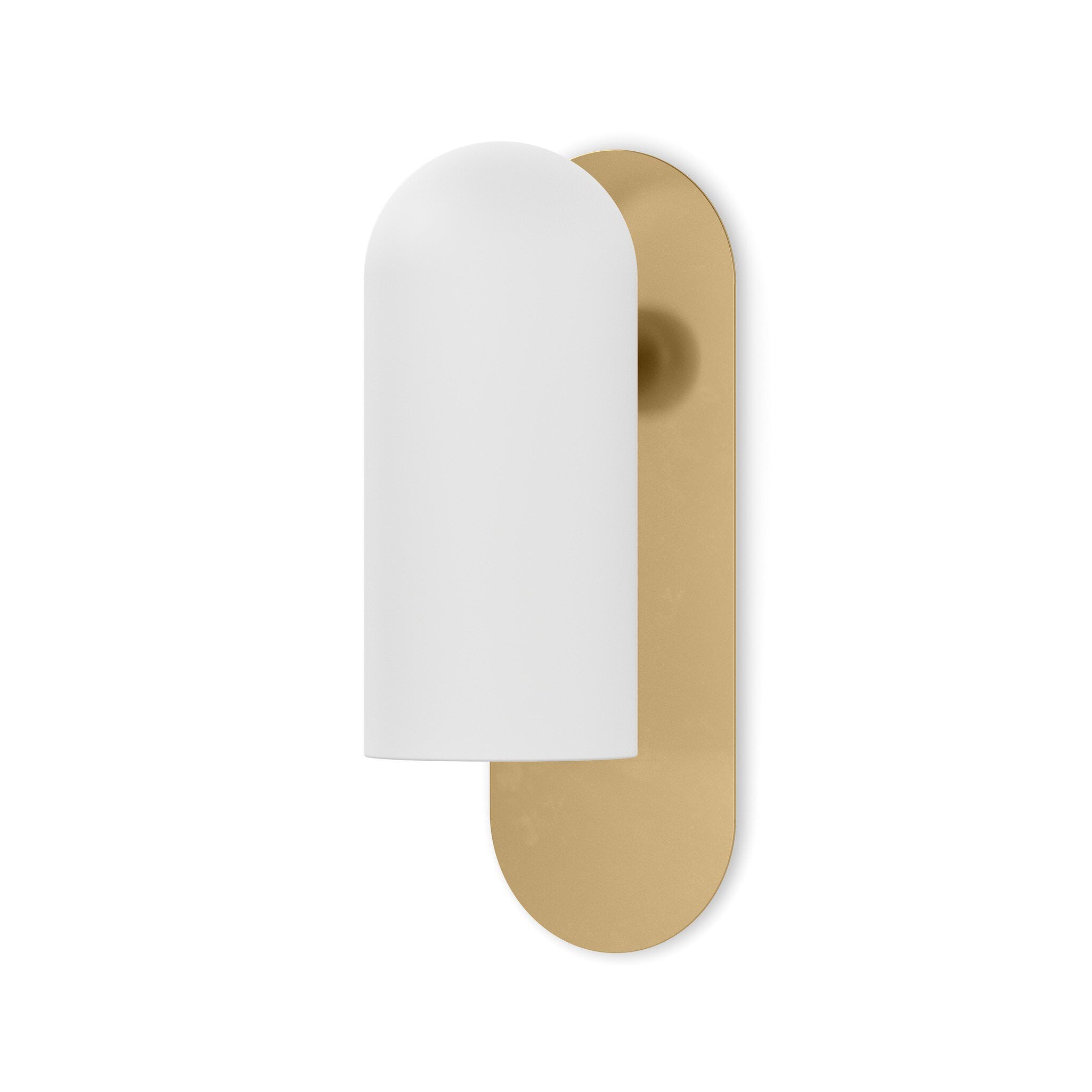 Four Hands Odyssey Sconce in Burnished Brass with Opal Matte Glass on white background at Addison West.