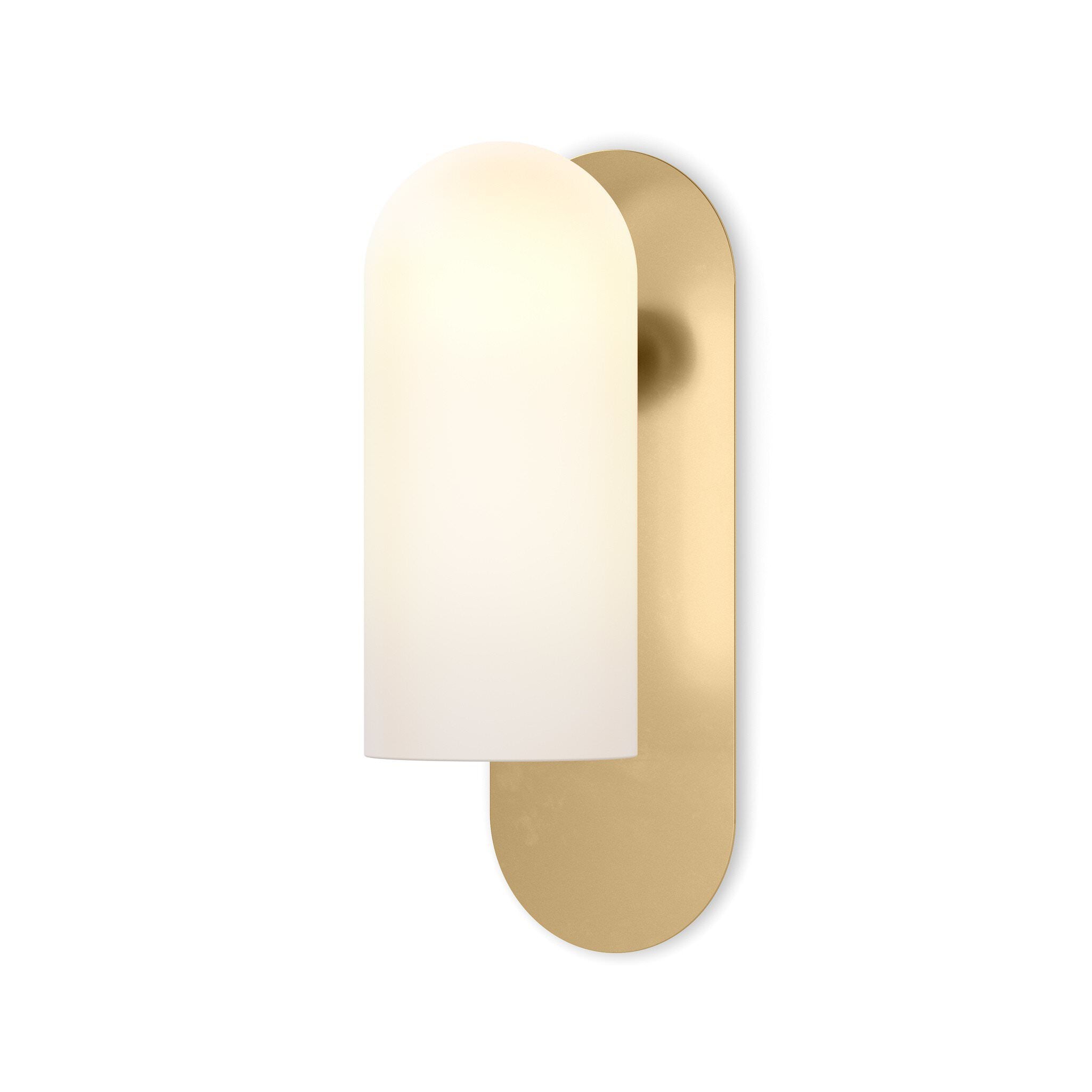 Four Hands Odyssey Sconce in Burnished Brass with Opal Matte Glass on white background at Addison West.