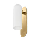 Four Hands Odyssey Sconce in Burnished Brass with Opal Matte Glass, 15" on white background at Addison West.