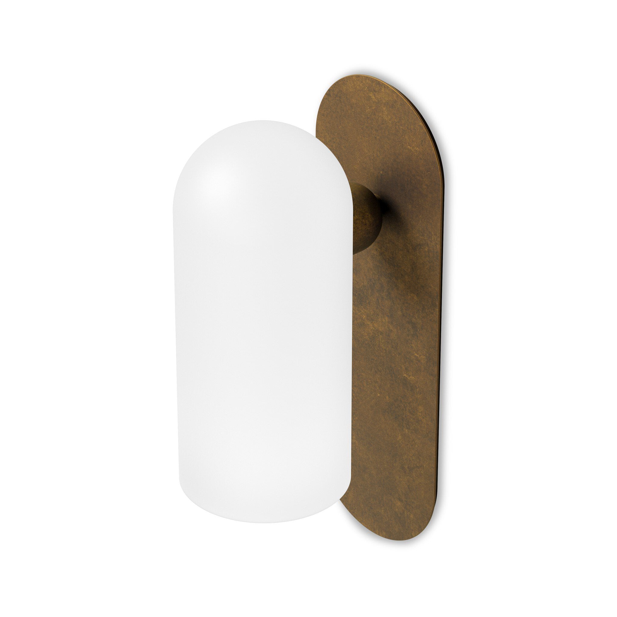 Four Hands Odyssey Sconce in Heritage Bronze Brass with Opal Matte Glass on white background at Addison West.