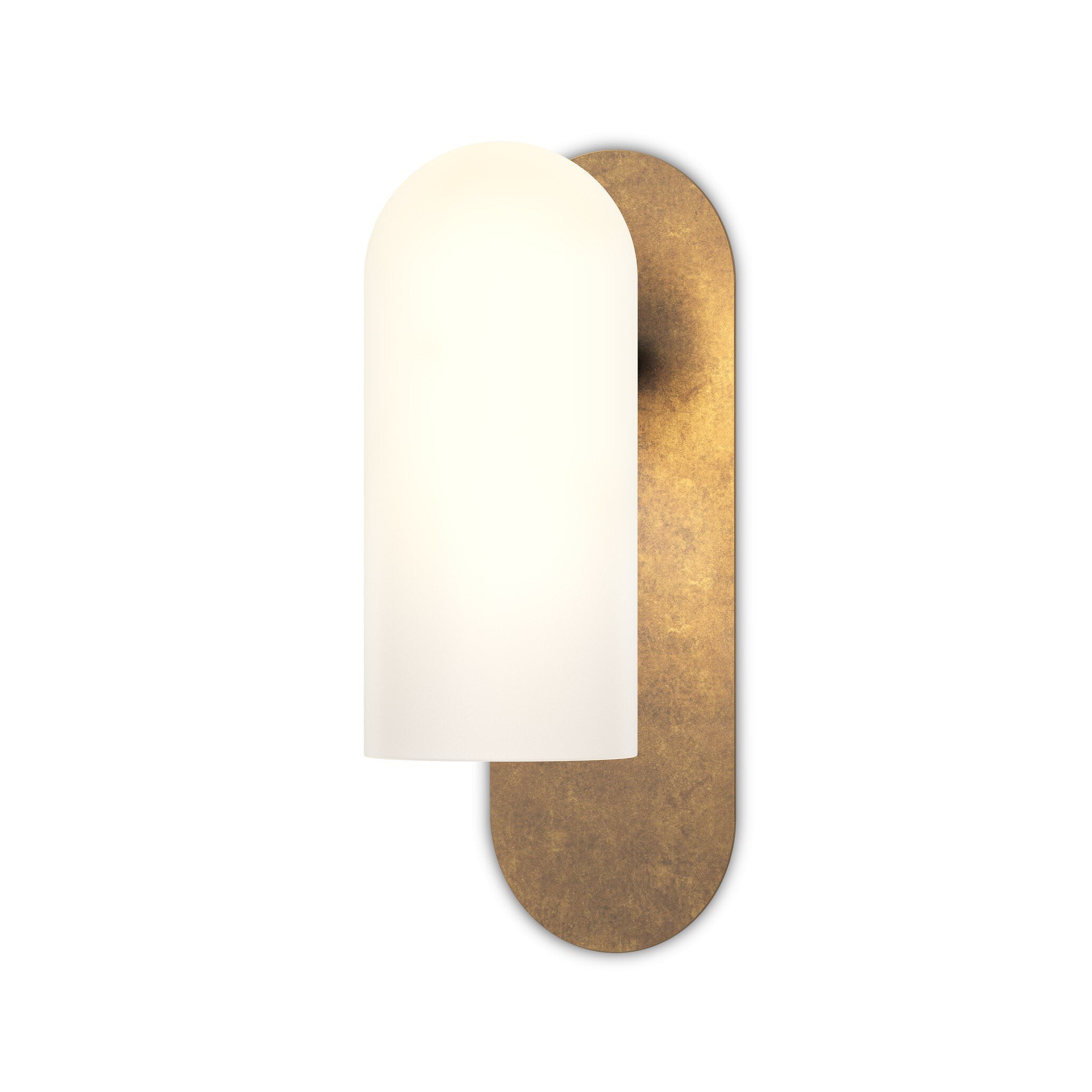 Four Hands Odyssey Sconce in Heritage Bronze Brass with Opal Matte Glass on white background at Addison West.