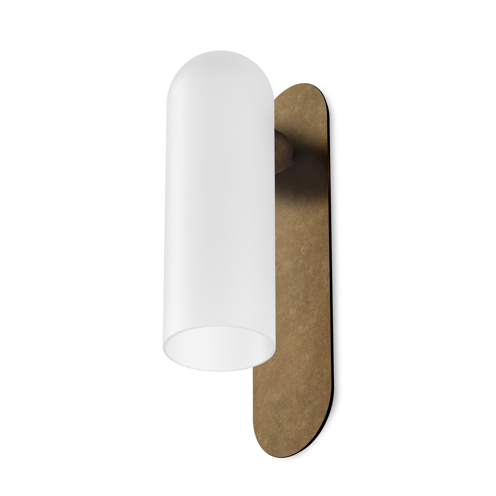 Four Hands Odyssey Sconce in Heritage Bronze Brass with Opal Matte Glass, 15" on white background at Addison West.