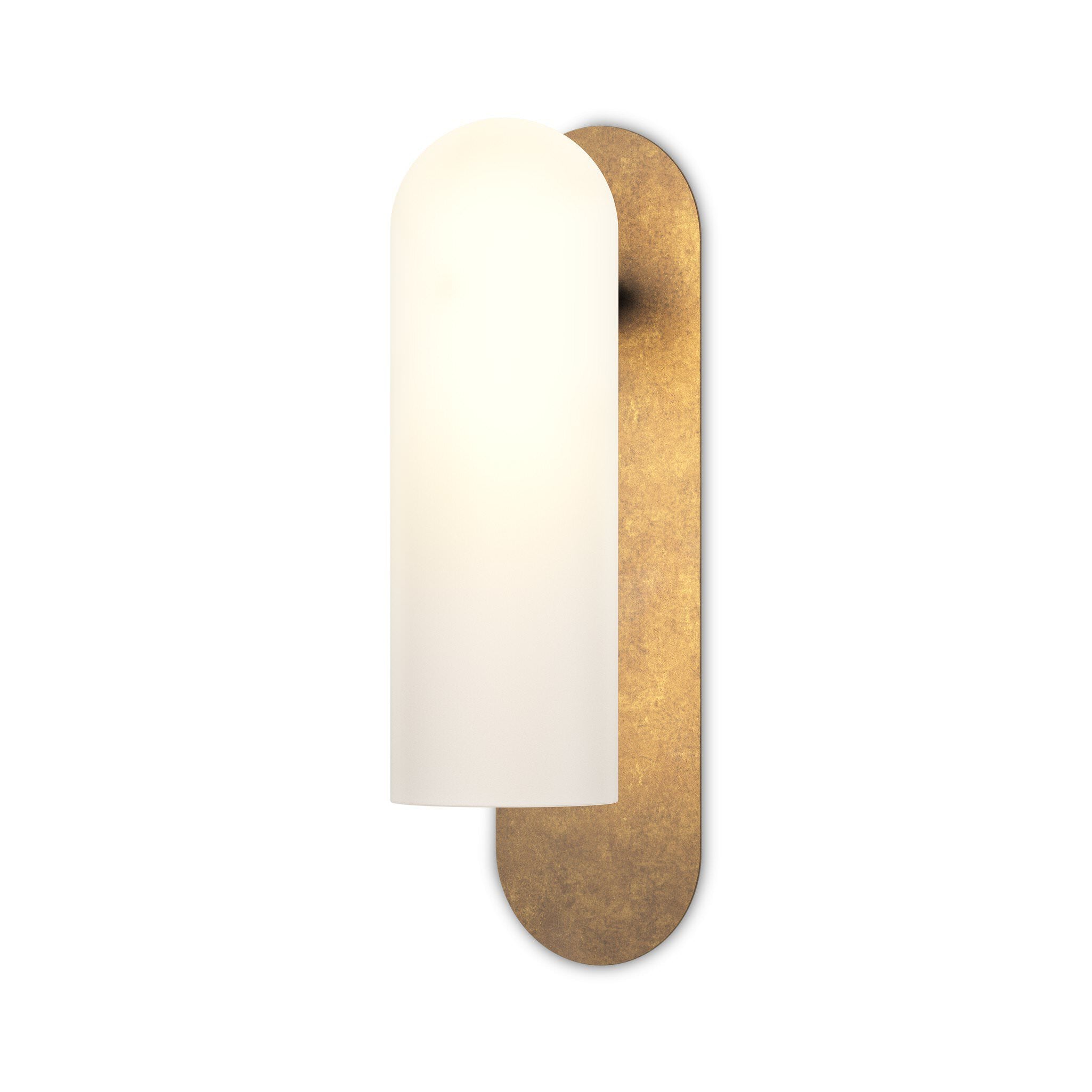 Four Hands Odyssey Sconce in Heritage Bronze Brass with Opal Matte Glass, 15" on white background at Addison West.