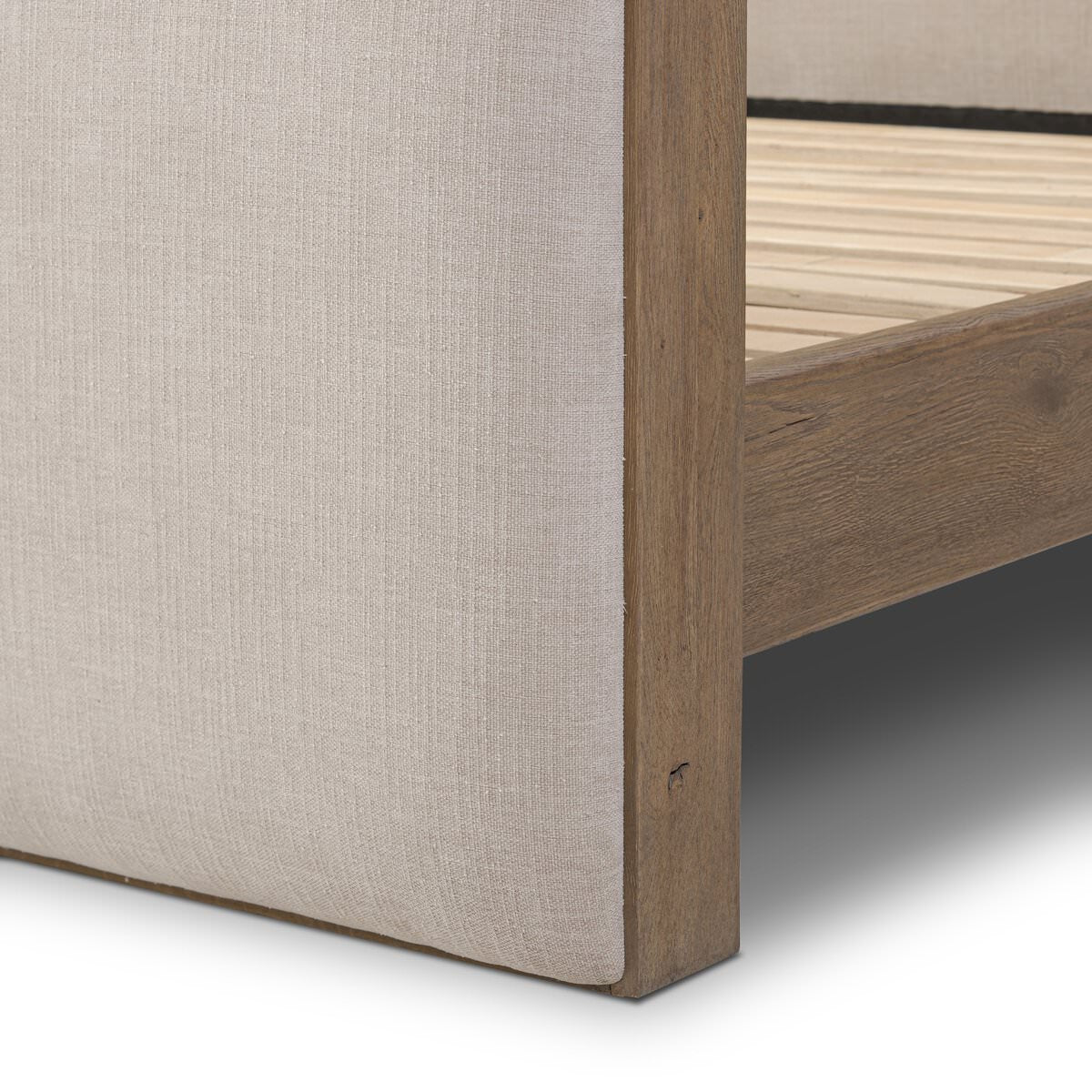 Close up of Four Hands Pierce Bed in Holland Sand, Queen on a white background at Addison West