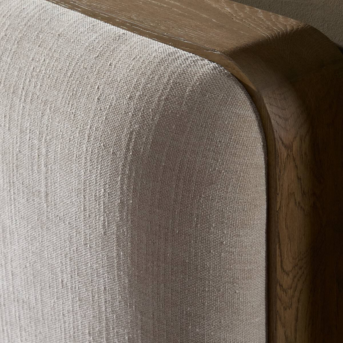 Close up of Four Hands Pierce Bed in Holland Sand, Queen in a bedroom at Addison West