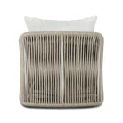 Back of Four Hands Porto Outdoor Swivel Chair in Alessi Linen on a white background at Addison West