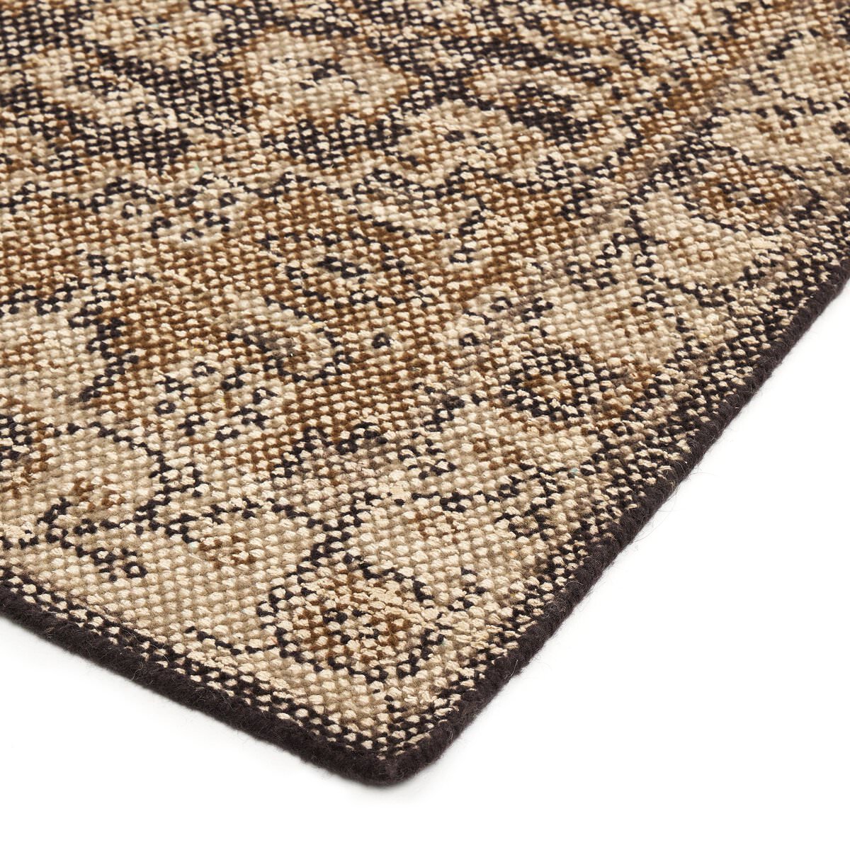 Four Hands Prato Hand Knotted Rug in Prato Espresso, 3'x9' on a white background at Addison West