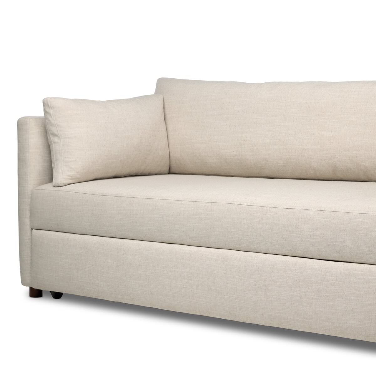 Close up of Four Hands Queen Lincoln Sleeper Sofa in Savoy Parchment on a white background at Addison West