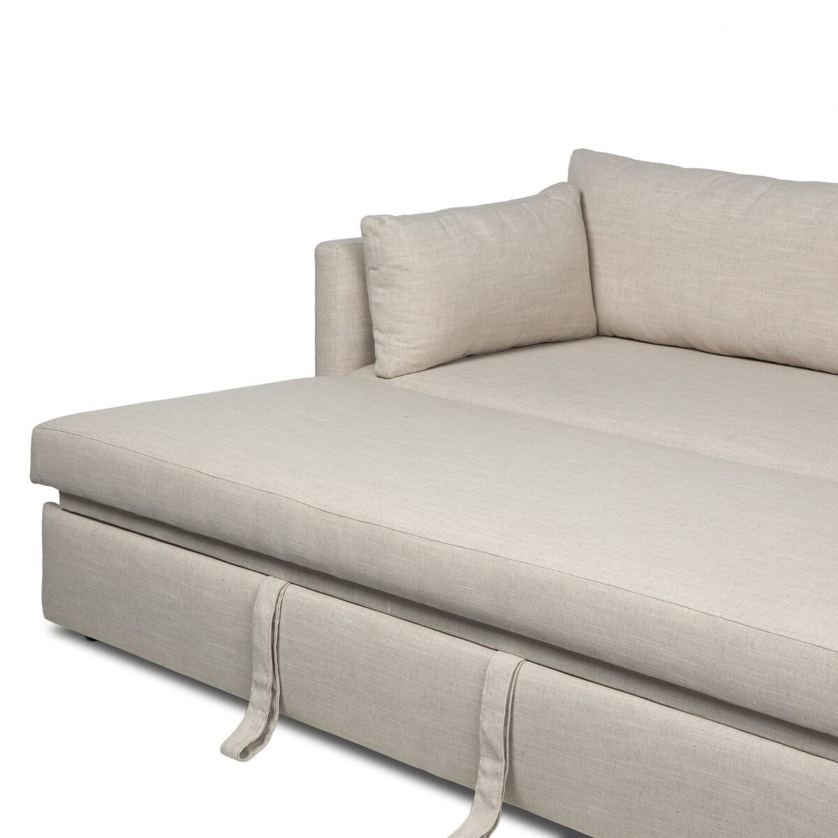 Close up of Four Hands Queen Lincoln Sleeper Sofa in Savoy Parchment on a white background at Addison West