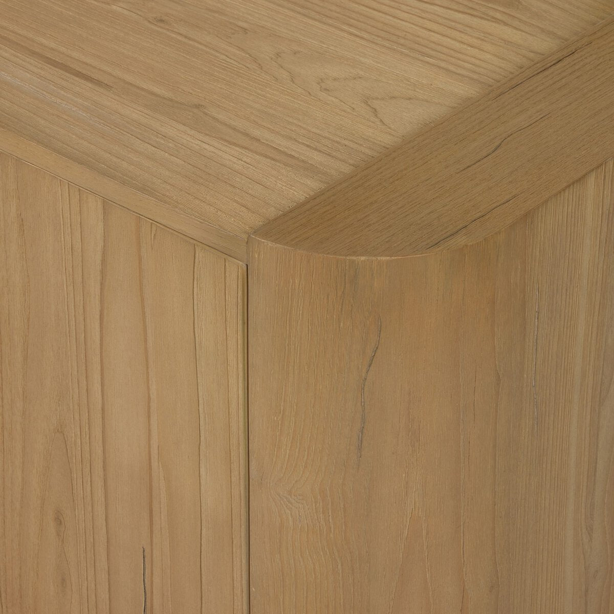 Close up of Four Hands Radius Sideboard in Light Blonde Sungkai Veneer on a white background at Addison West