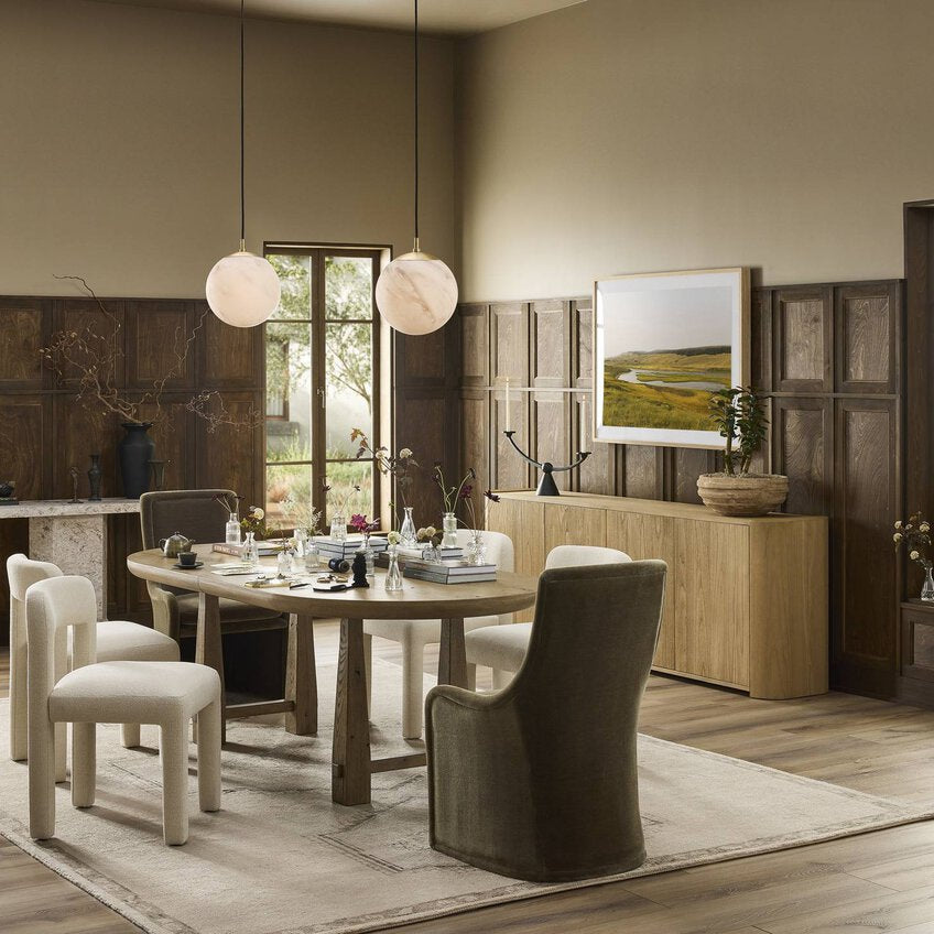 Four Hands Radius Sideboard in Light Blonde Sungkai Veneer in a living room at Addison West