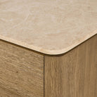 Close up of Four Hands Raleigh 6 Drawer Dresser in Worn Oak Veneer  at Addison West