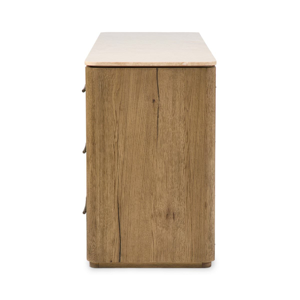 Side of Four Hands Raleigh 6 Drawer Dresser in Worn Oak Veneer on a white background at Addison West