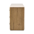 Side of Four Hands Raleigh 6 Drawer Dresser in Worn Oak Veneer on a white background at Addison West