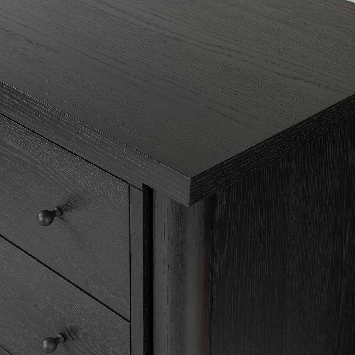 Close up of Four Hands Roark Tall Dresser in Ebony Oak Veneer  at Addison West