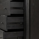 Close up of Four Hands Roark Tall Dresser in Ebony Oak Veneer  at Addison West