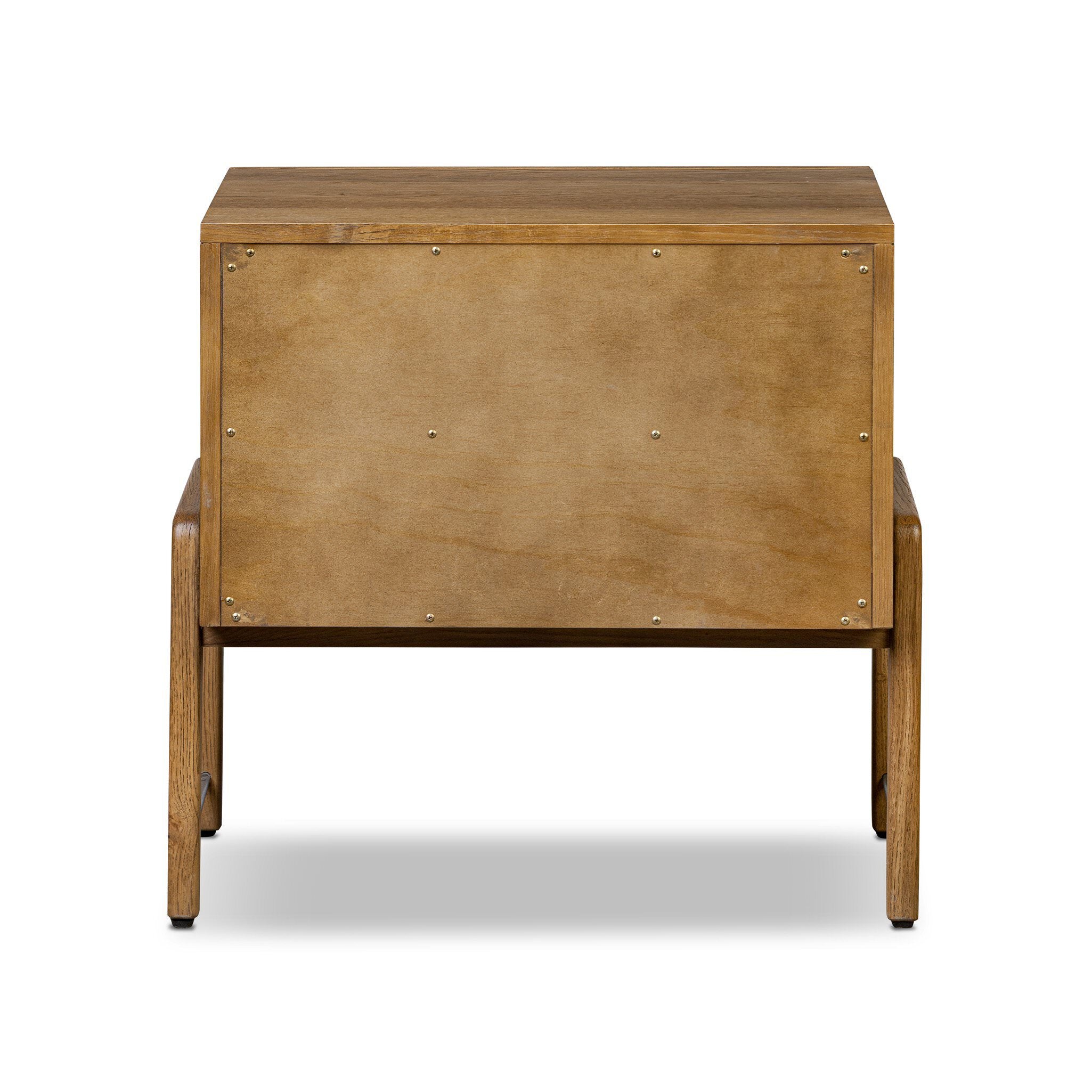 Four Hands Rosedale Nightstand in Amber Oak Veneer on white background at Addison West.