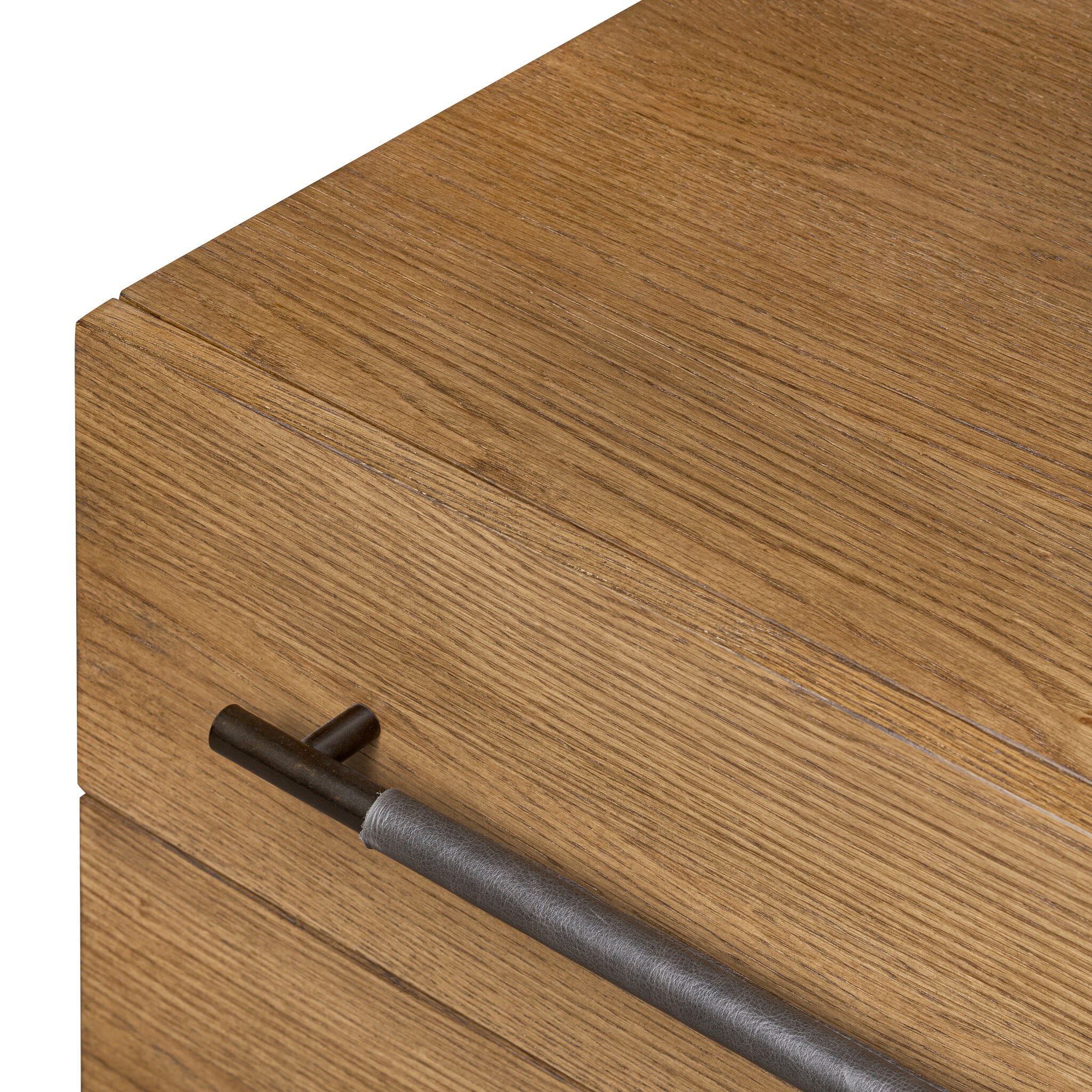 Four Hands Rosedale Nightstand in Amber Oak Veneer on white background at Addison West.