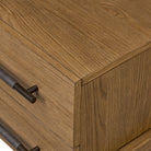 Four Hands Rosedale Nightstand in Amber Oak Veneer on white background at Addison West.