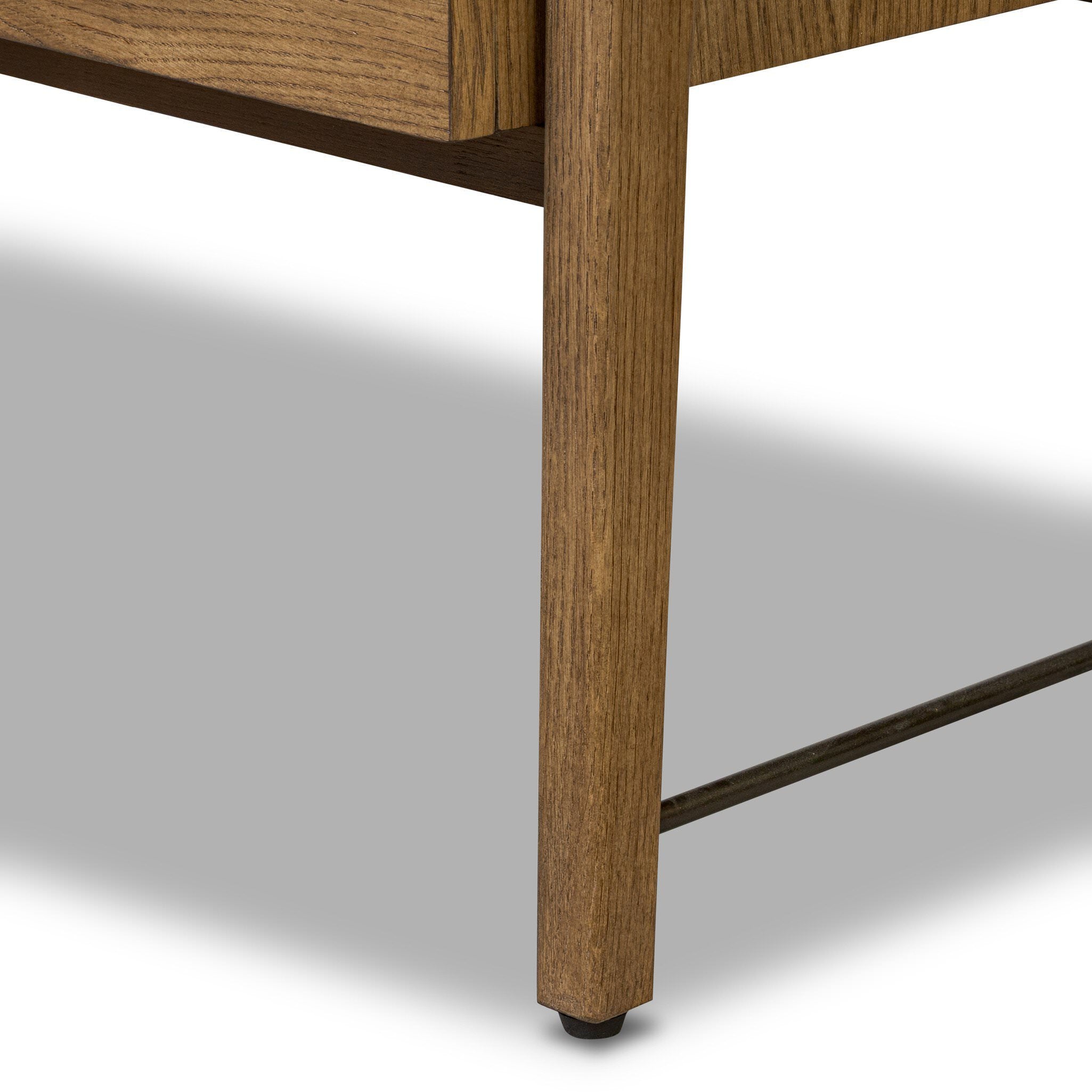 Four Hands Rosedale Nightstand in Amber Oak Veneer on white background at Addison West.