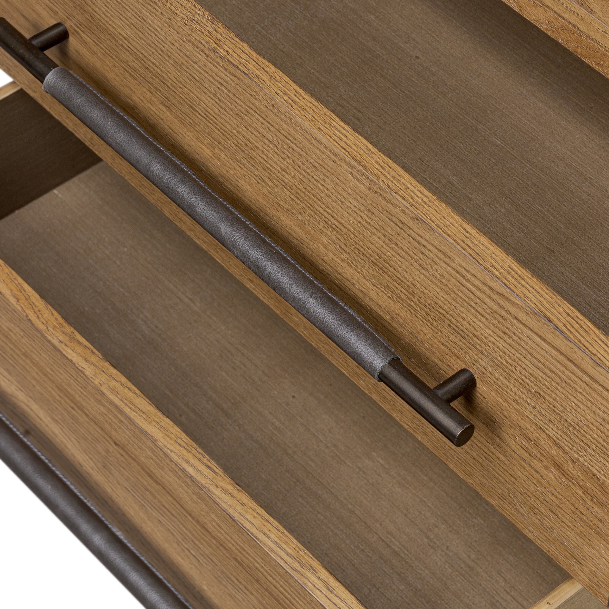 Four Hands Rosedale Nightstand in Amber Oak Veneer on white background at Addison West.