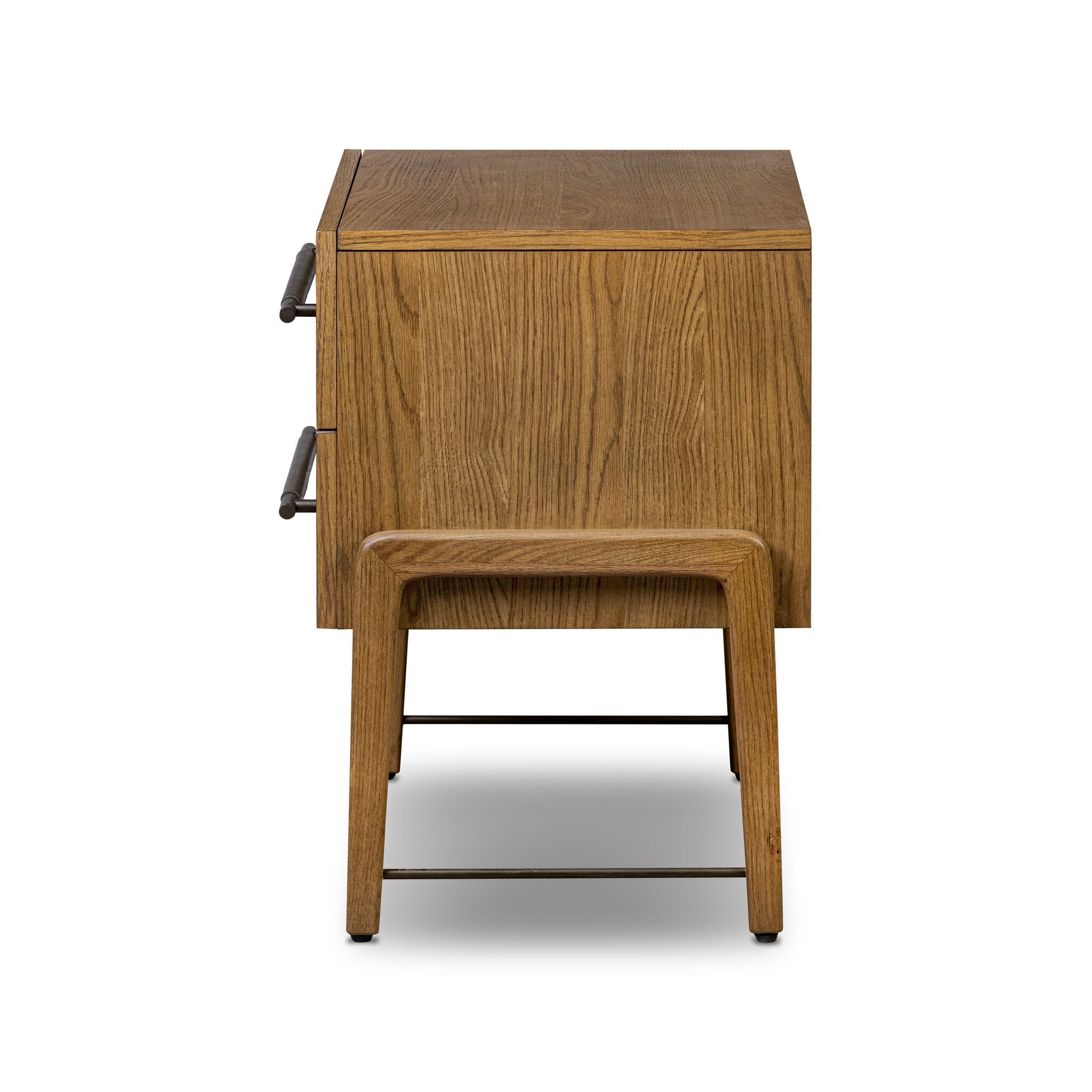 Four Hands Rosedale Nightstand in Amber Oak Veneer on white background at Addison West.