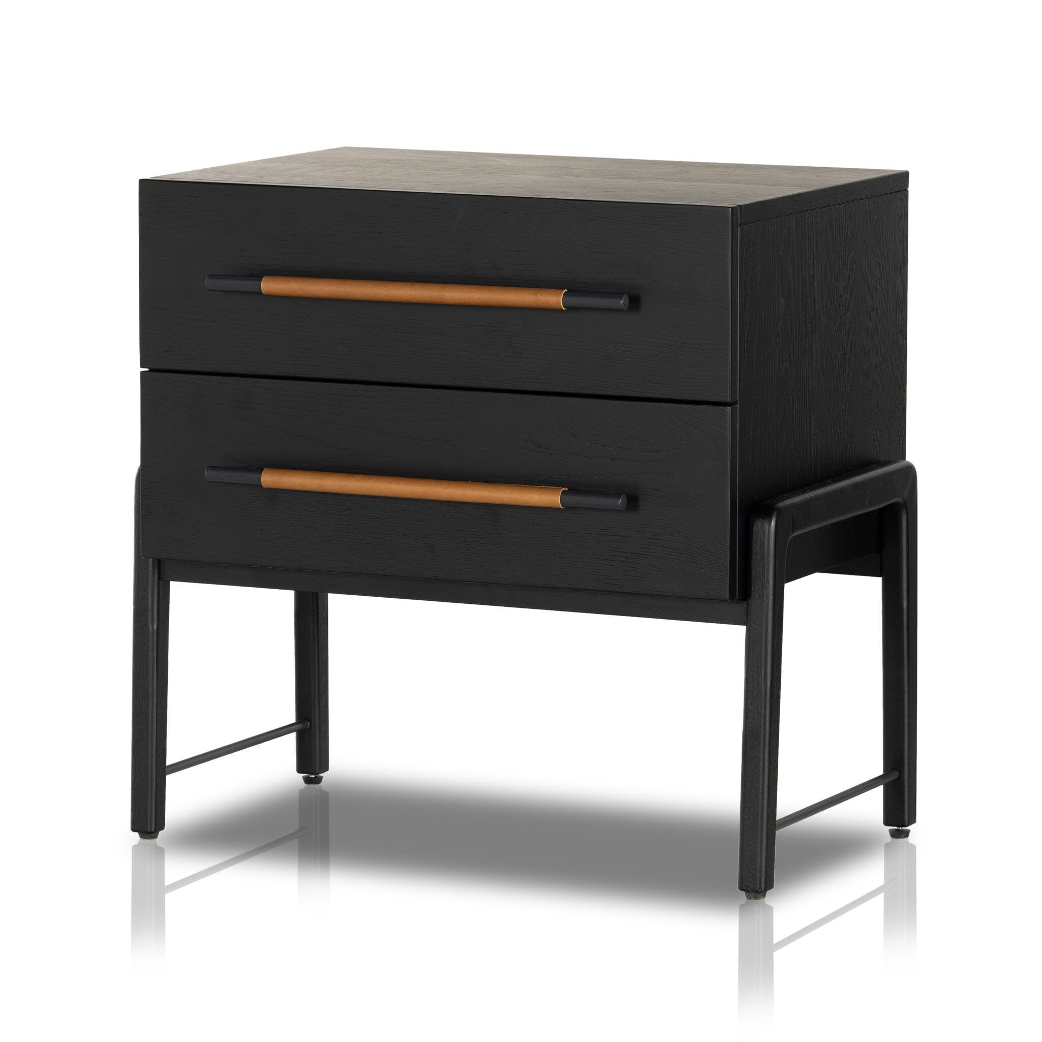 Four Hands Rosedale Nightstand in Ebony Oak Veneer on white background at Addison West.