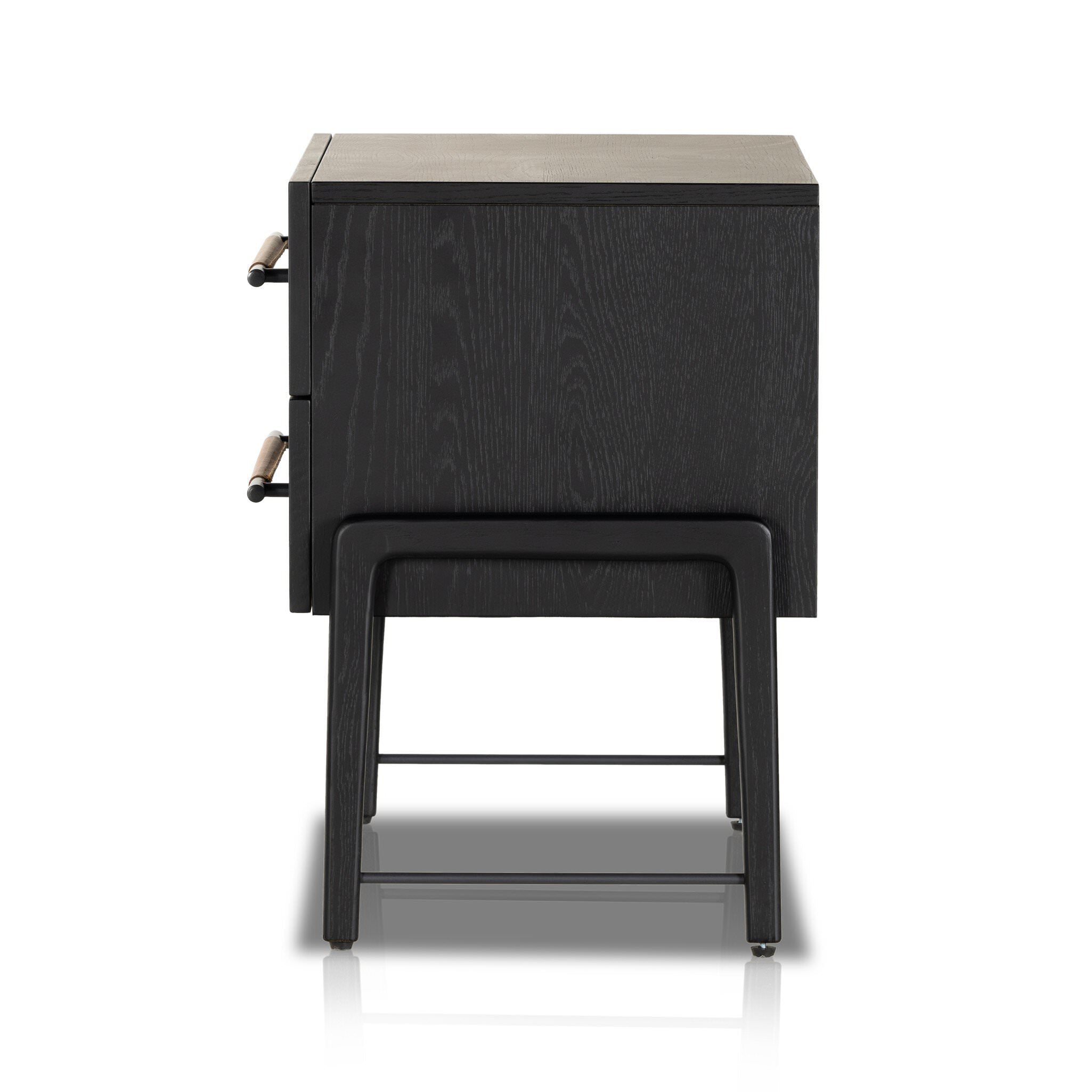 Four Hands Rosedale Nightstand in Ebony Oak Veneer on white background at Addison West.