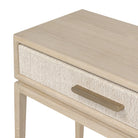 Close up of Four Hands Rosenell Console Table 60" in Natural Oak Solid on a white background at Addison West