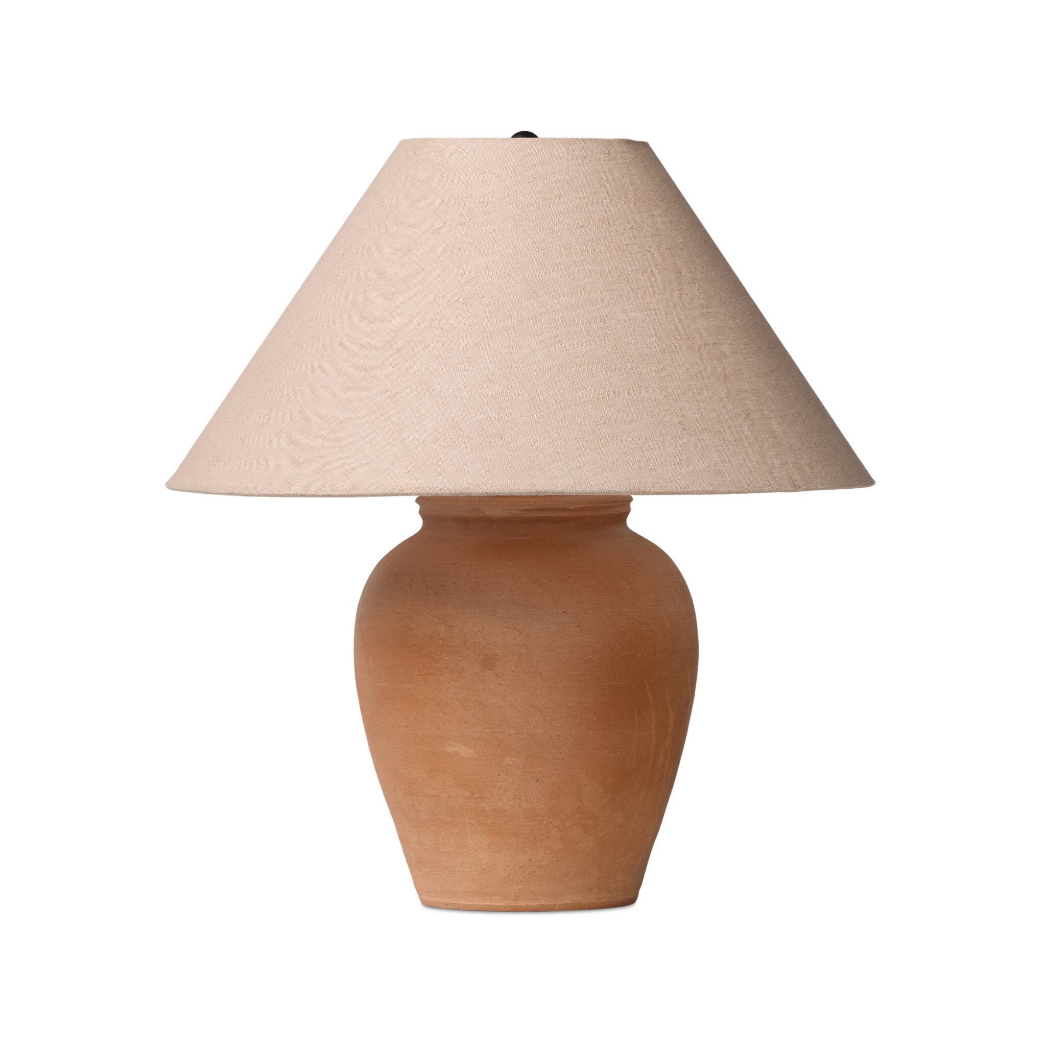 Four Hands Russo Table Lamp in Aged Natural Terracotta on a white background at Addison West