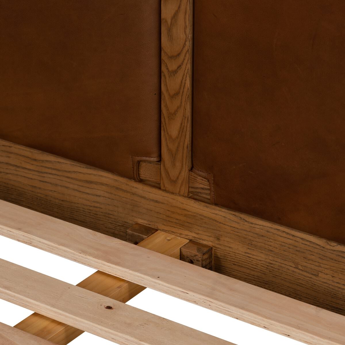 Close up of Four Hands Salado Bed in Heirloom Sienna, Queen on a white background at Addison West