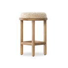 Four Hands Saldino Counter Stool in Beige Shearling on a white background at Addison West