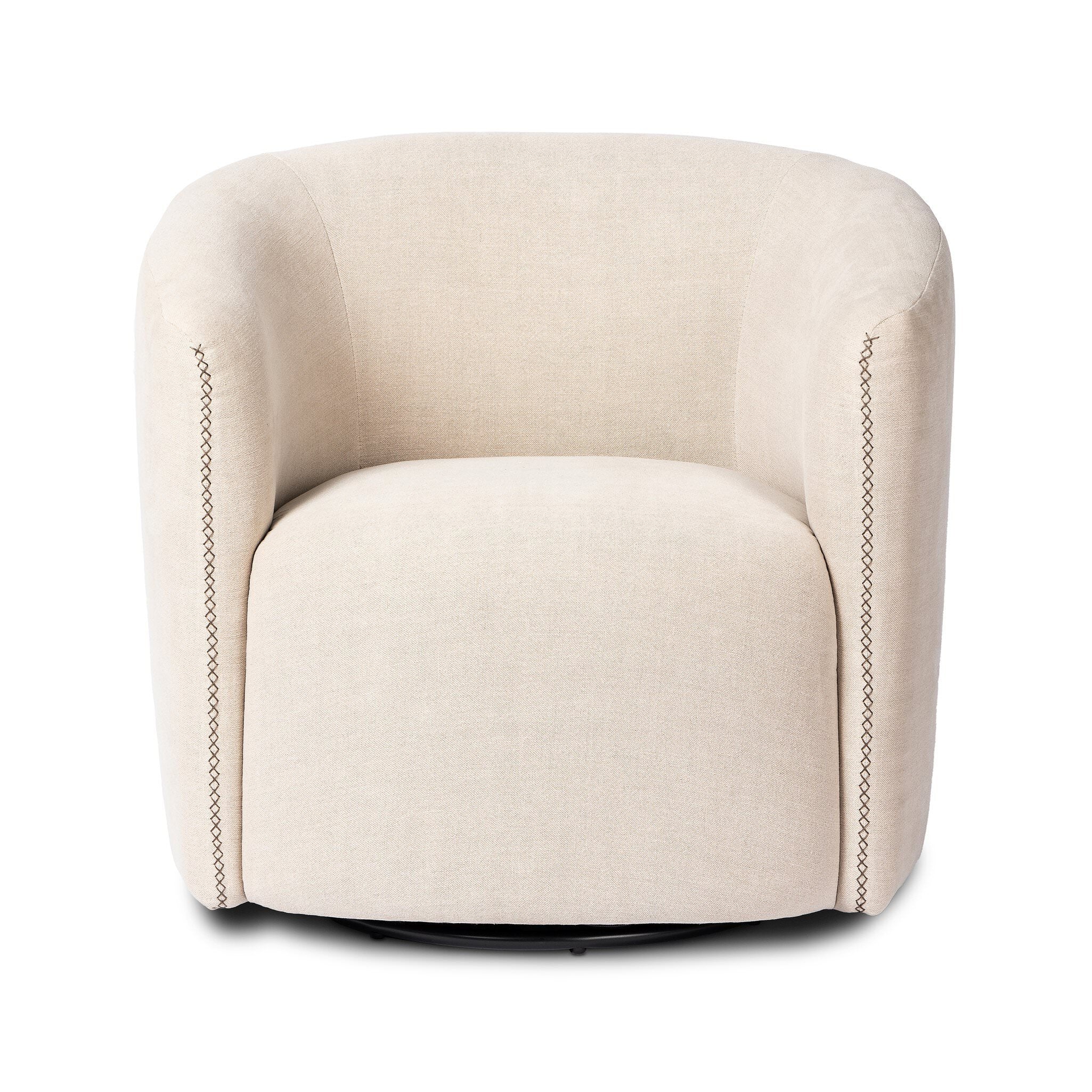 Four Hands Salena Swivel Chair in Broadway Dune on a white background at Addison West