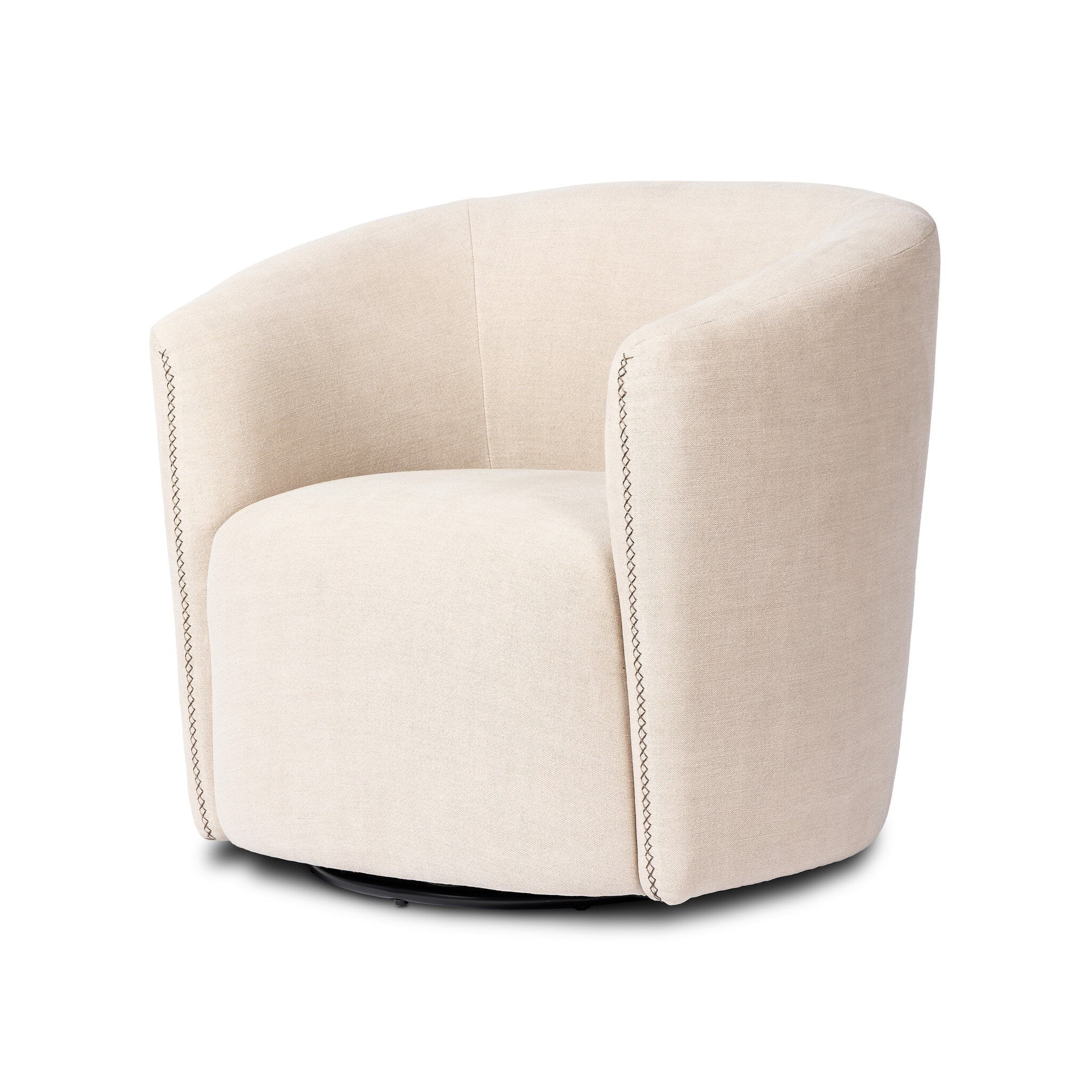 Four Hands Salena Swivel Chair in Broadway Dune on a white background at Addison West