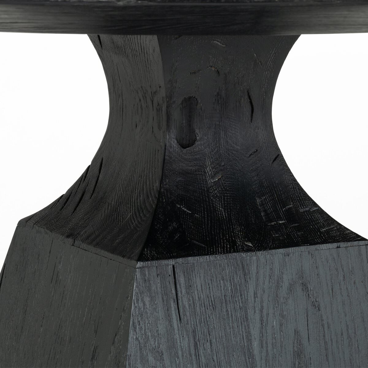 Close up of Four Hands Sargon Dining Table in Bluestone on a white background at Addison West
