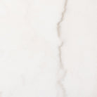 Close up of Four Hands Sargon Dining Table in Honed White Marble on a white background at Addison West