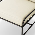 Close up of Four Hands Segovia Outdoor Dining Chair in Vergo Cream on a white background at Addison West