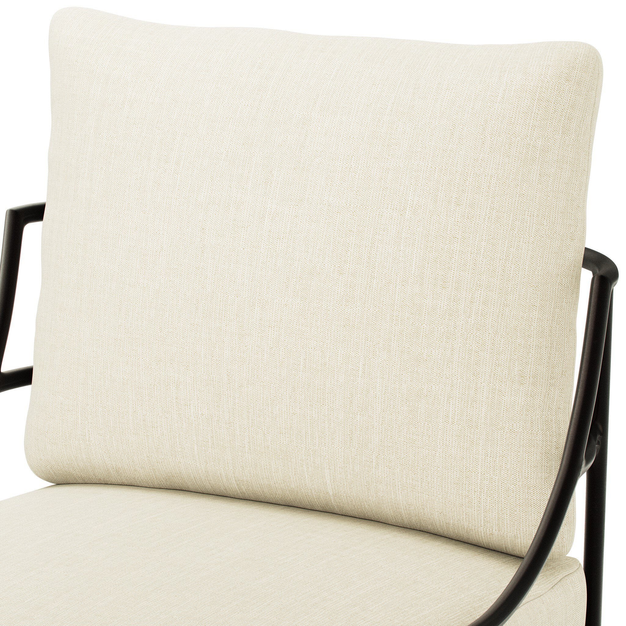 Close up of Four Hands Segovia Outdoor Dining Chair in Vergo Cream on a white background at Addison West