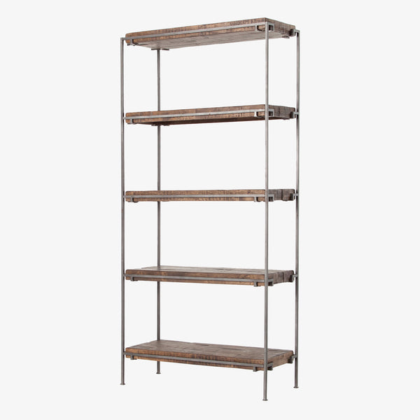 Four Hands Simien Bookshelf in Dark Iron on a white background