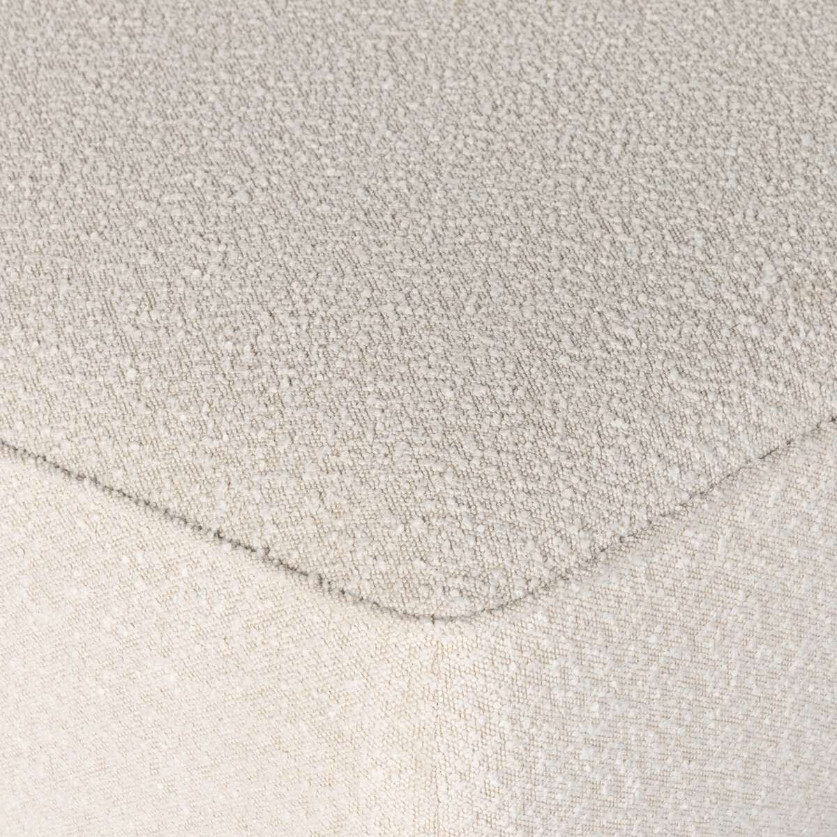 Corner of Four Hands Sinclair Cocktail Ottoman in Knoll Natural on a white background at Addison West
