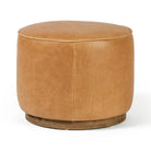Four Hands Sinclair Round Ottoman in Palermo Butterscotch on a white background