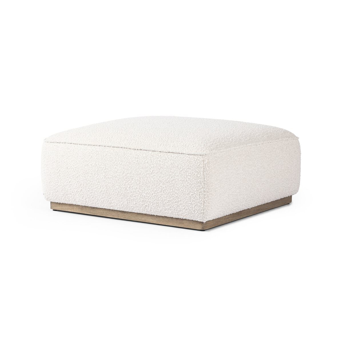 Four Hands Sinclair Square Ottoman in Knoll Natural on a white background at Addison West