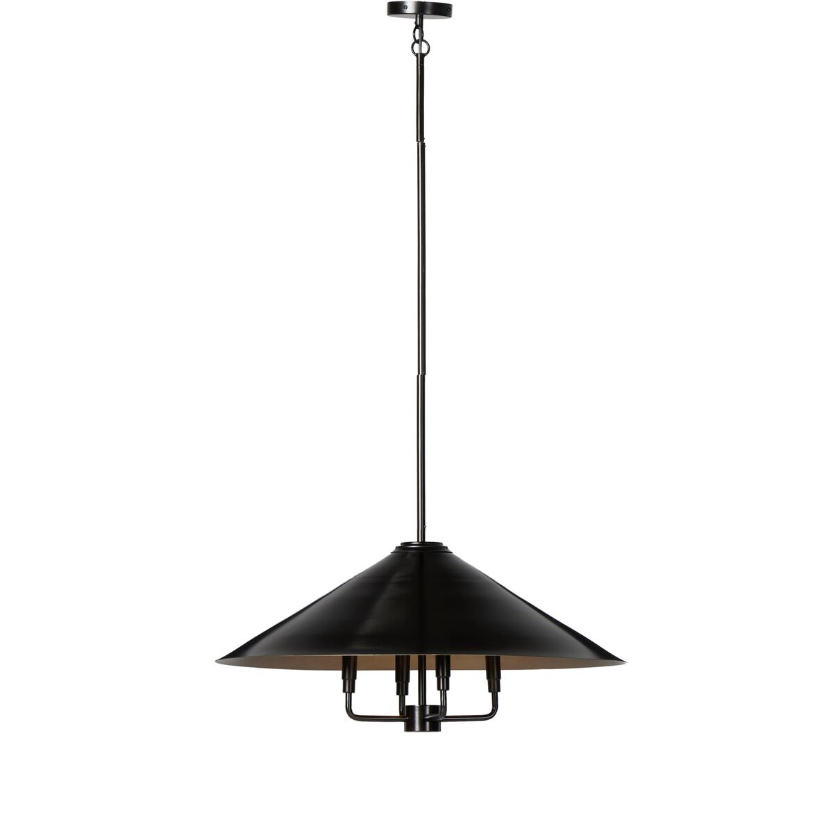 Four Hands Siriano Chandelier in Antique Brass Iron on a white background