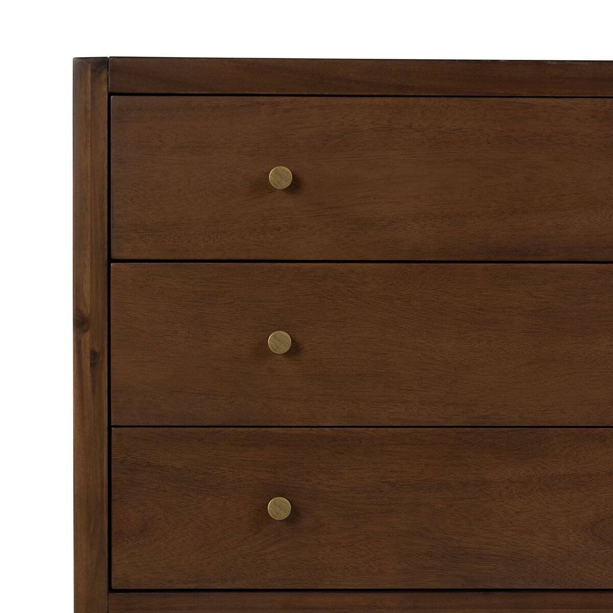 Close up of Four Hands Sullivan Nightstand in Saddle Tan Veneer on a white backgroud