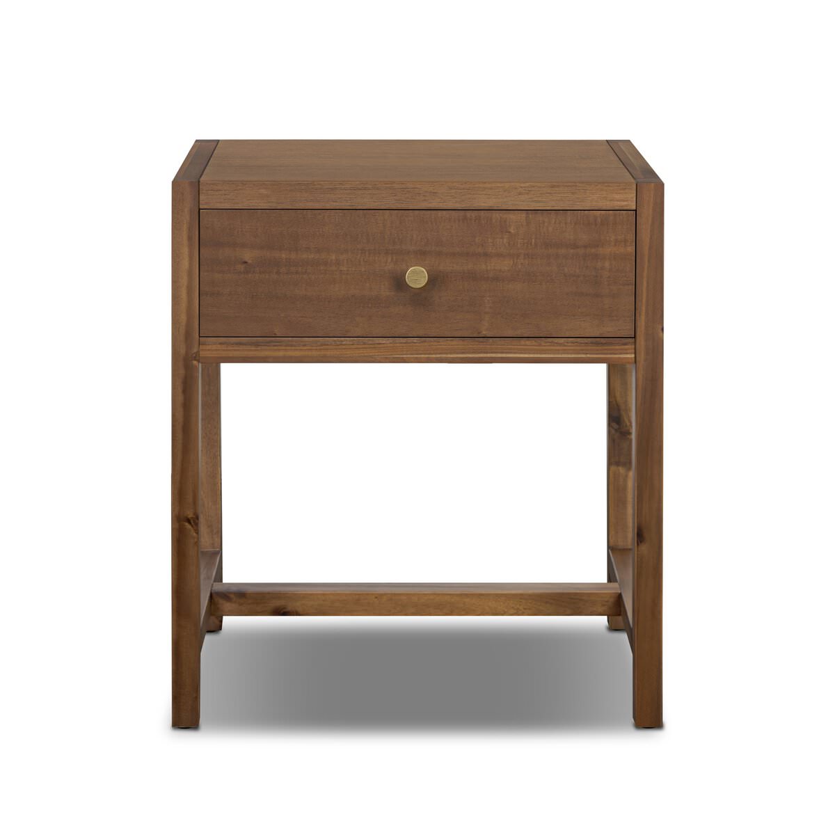 Four Hands Sullivan Small Nightstand in Saddle Tan Veneer on white background at Addison West.